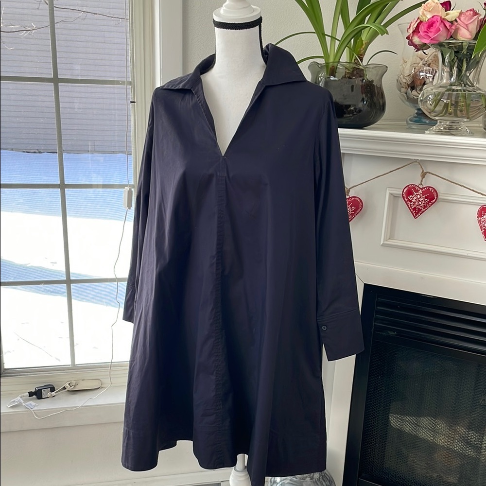 Navy Long Sleeve Shirt Dress
